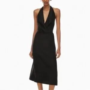 NWT Aritzia Babaton Catalyst Black Linen Dress SZ 10